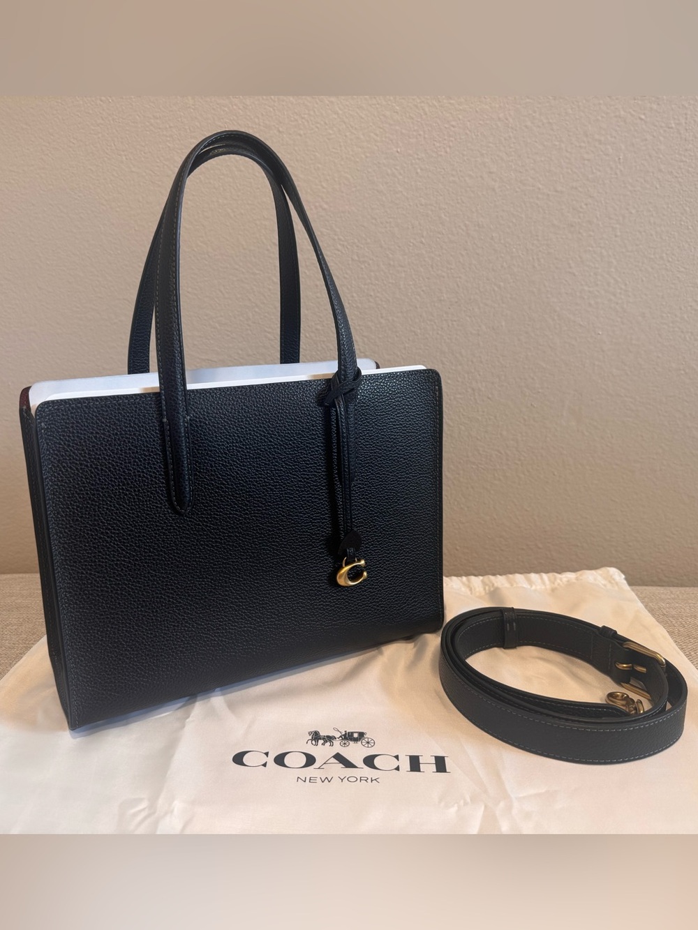 COACH Carter Carryall Black Leather Bag